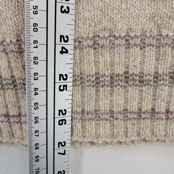 VTG Robert Bruce Sweater Mens Large Beige Striped Wool USA Made Crewneck - Picture 8 of 10